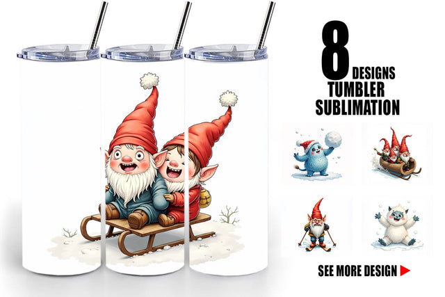 Tumbler UglyCute Yeti & Gnome Winter Games Sublimation artnoy 