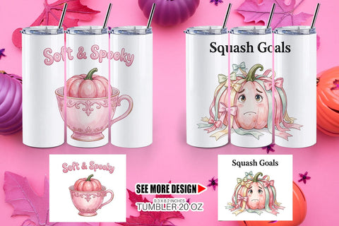 Tumbler Unbothered Pink Pumpkin Watercolor Sublimation artnoy 