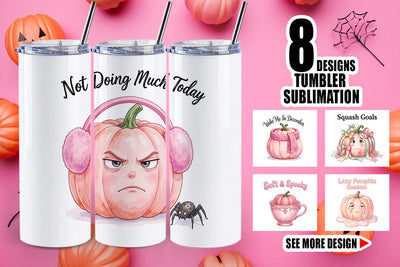 Tumbler Unbothered Pink Pumpkin Watercolor Sublimation artnoy 