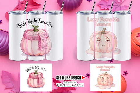 Tumbler Unbothered Pink Pumpkin Watercolor Sublimation artnoy 