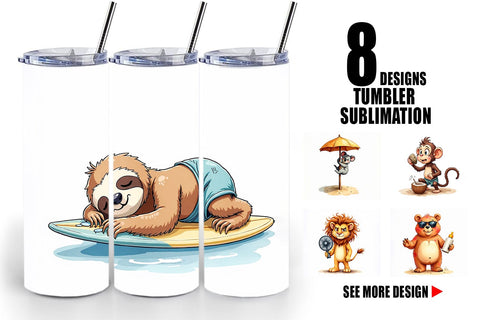 Tumbler Unenthusiastic Wild Animals Summer Sublimation artnoy 