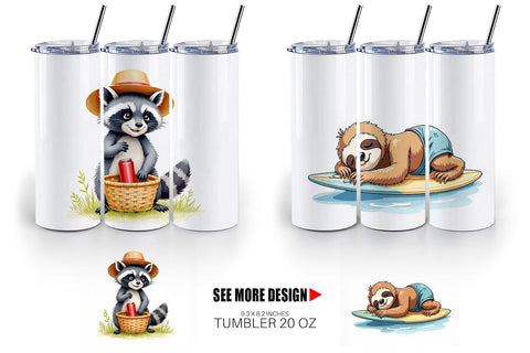 Tumbler Unenthusiastic Wild Animals Summer Sublimation artnoy 