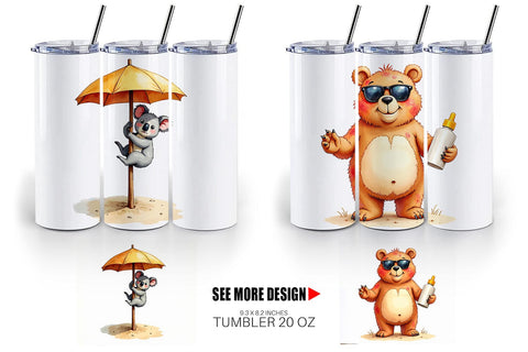 Tumbler Unenthusiastic Wild Animals Summer Sublimation artnoy 