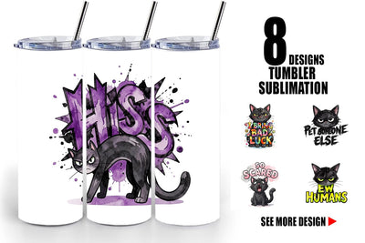 Tumbler Unimpressed Black Cat Quote Sublimation artnoy 