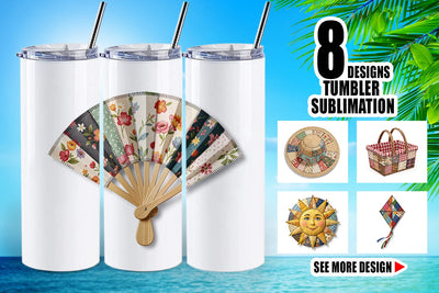 Tumbler Vibrant Summer Play Patchwork Sublimation artnoy 