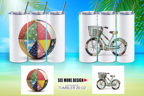 Tumbler Vibrant Summer Play Patchwork Sublimation artnoy 