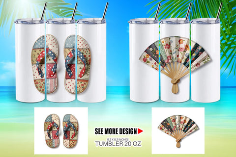 Tumbler Vibrant Summer Play Patchwork Sublimation artnoy 