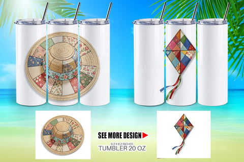 Tumbler Vibrant Summer Play Patchwork Sublimation artnoy 