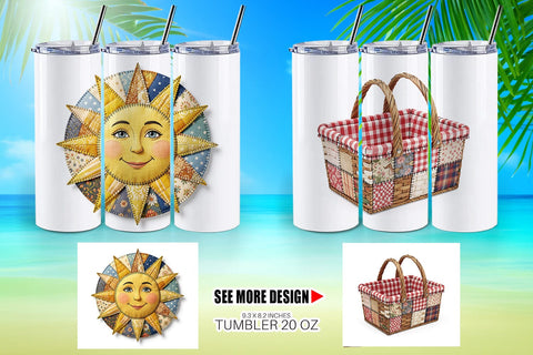 Tumbler Vibrant Summer Play Patchwork Sublimation artnoy 