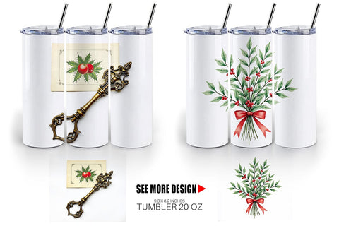Tumbler Victorian Christmas Post & Parcel Watercolor Sublimation artnoy 