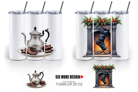 Tumbler Victorian Gothic Christmas Watercolor Sublimation artnoy 