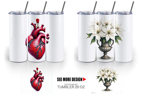 Tumbler Victorian Gothic Christmas Watercolor Sublimation artnoy 