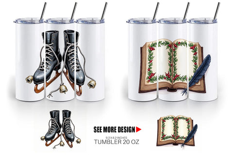Tumbler Victorian Gothic Christmas Watercolor Sublimation artnoy 