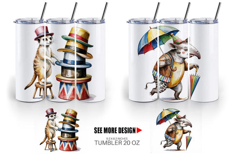 Tumbler Vintage Animal Circus Sublimation artnoy 
