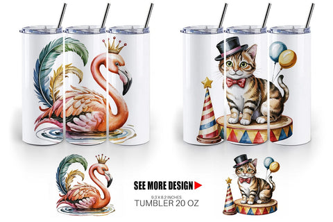 Tumbler Vintage Animal Circus Sublimation artnoy 
