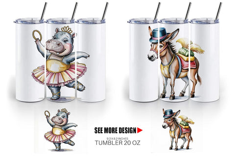 Tumbler Vintage Animal Circus Sublimation artnoy 