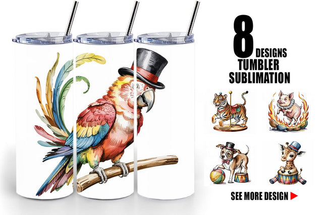 Tumbler Vintage Animal Circus Sublimation artnoy 