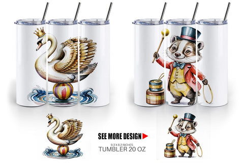 Tumbler Vintage Animal Circus Sublimation artnoy 