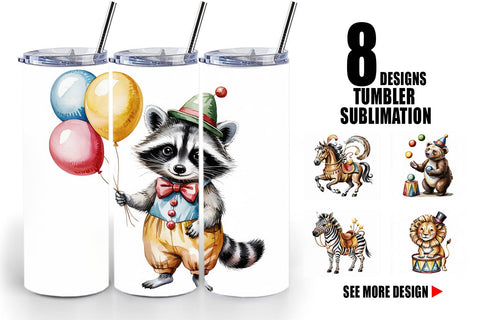 Tumbler Vintage Animal Circus Sublimation artnoy 