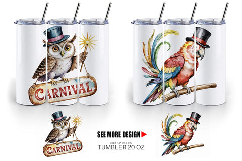 Tumbler Vintage Animal Circus Sublimation artnoy 