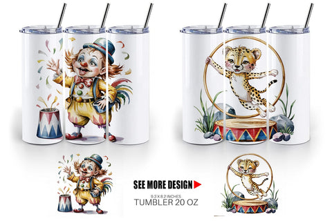 Tumbler Vintage Animal Circus Sublimation artnoy 