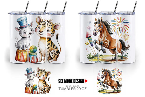 Tumbler Vintage Animal Circus Sublimation artnoy 