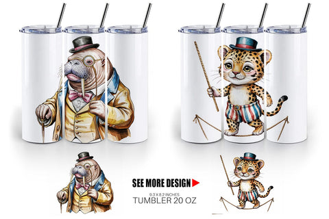 Tumbler Vintage Animal Circus Sublimation artnoy 
