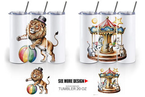 Tumbler Vintage Animal Circus Sublimation artnoy 