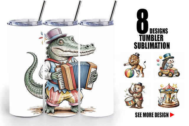 Tumbler Vintage Animal Circus Sublimation artnoy 