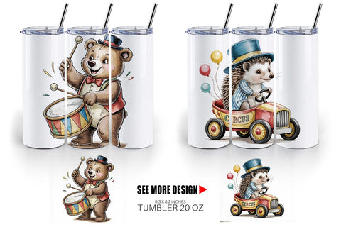Tumbler Vintage Animal Circus Sublimation artnoy 