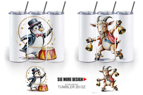 Tumbler Vintage Animal Circus Sublimation artnoy 