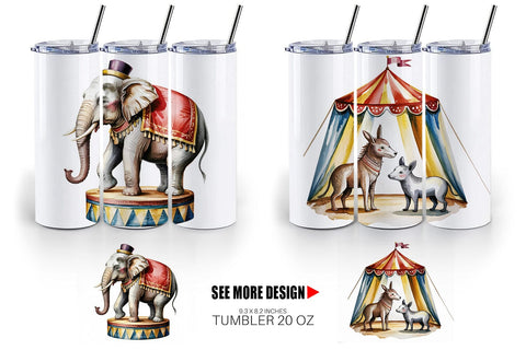 Tumbler Vintage Animal Circus Sublimation artnoy 