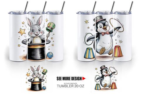 Tumbler Vintage Animal Circus Sublimation artnoy 