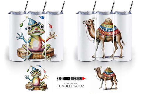Tumbler Vintage Animal Circus Sublimation artnoy 