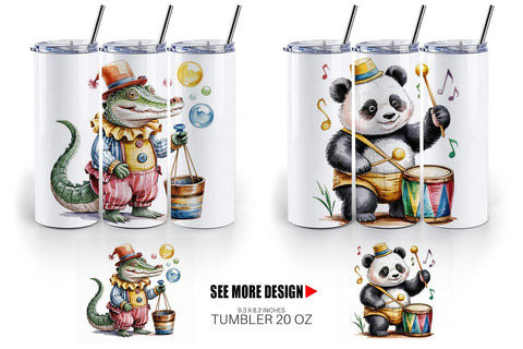 Tumbler Vintage Animal Circus Sublimation artnoy 