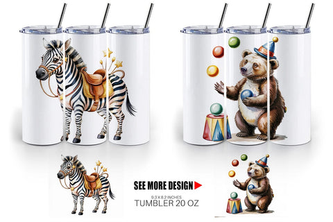 Tumbler Vintage Animal Circus Sublimation artnoy 
