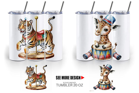 Tumbler Vintage Animal Circus Sublimation artnoy 