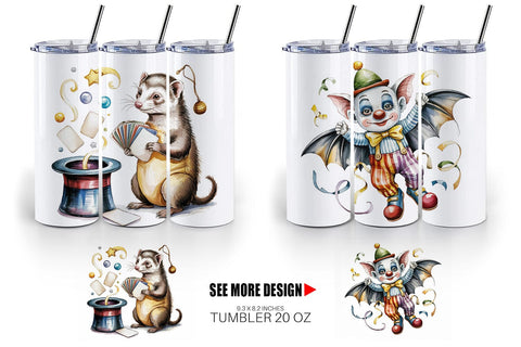 Tumbler Vintage Animal Circus Sublimation artnoy 