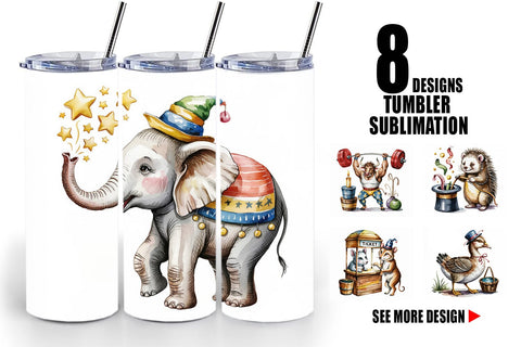 Tumbler Vintage Animal Circus Sublimation artnoy 