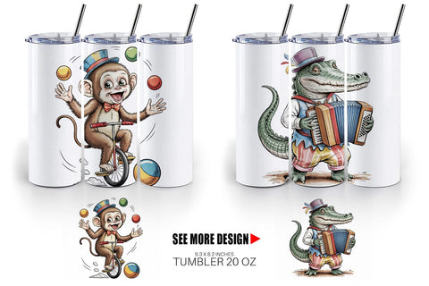 Tumbler Vintage Animal Circus Sublimation artnoy 