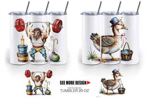 Tumbler Vintage Animal Circus Sublimation artnoy 