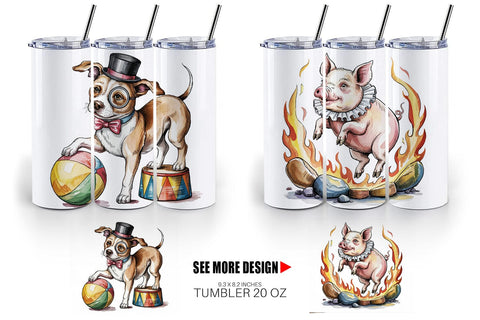 Tumbler Vintage Animal Circus Sublimation artnoy 