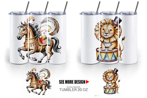 Tumbler Vintage Animal Circus Sublimation artnoy 