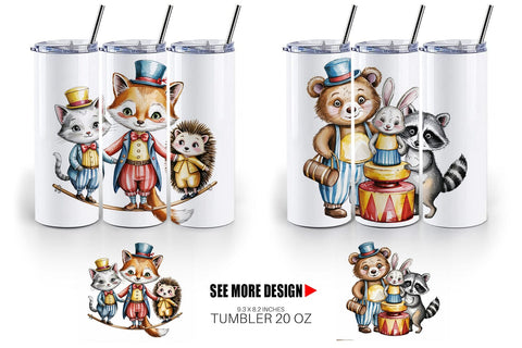 Tumbler Vintage Animal Circus Sublimation artnoy 