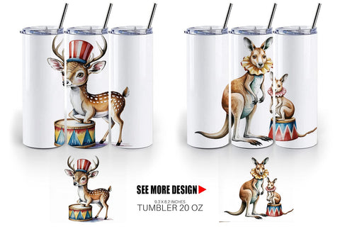 Tumbler Vintage Animal Circus Sublimation artnoy 