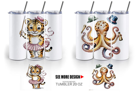 Tumbler Vintage Animal Circus Sublimation artnoy 