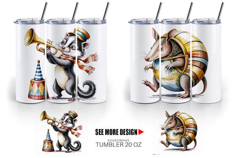 Tumbler Vintage Animal Circus Sublimation artnoy 