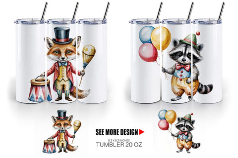 Tumbler Vintage Animal Circus Sublimation artnoy 