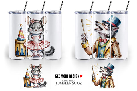 Tumbler Vintage Animal Circus Sublimation artnoy 