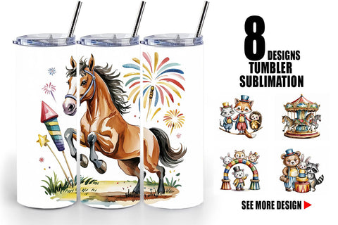 Tumbler Vintage Animal Circus Sublimation artnoy 